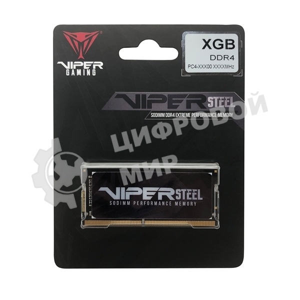 Оперативная память Patriot Viper Steel, DDR4, 8GB (1x8GB), 3200MHz, CL22, с радиатором, черный, SO-DIMM