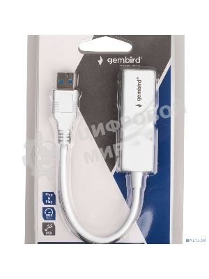 Сетевой адаптер Ethernet Gembird NIC-U11, USB 3.0 - Gigabit Ethernet adapter, пластик, белый, RTL8153