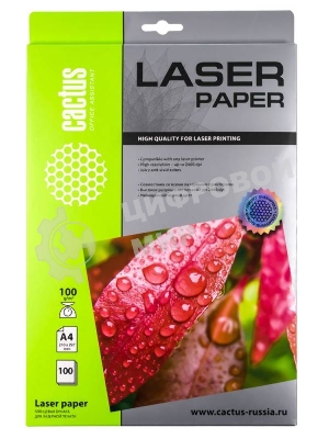 Фотобумага Cactus CS-LPA4100100 A4/100г/м2/100л./белый глянцевое для лазерной печати