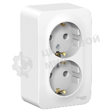 Розетка 2-ая с/з без шторок 16А, 250 В, изолир. пластина SE Blanca наруж Бел