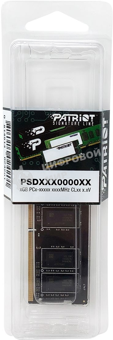 Оперативная память Patriot Signature, DDR4, 8GB (1x8 GB), 3200 MHz, CL22, SO-DIMM