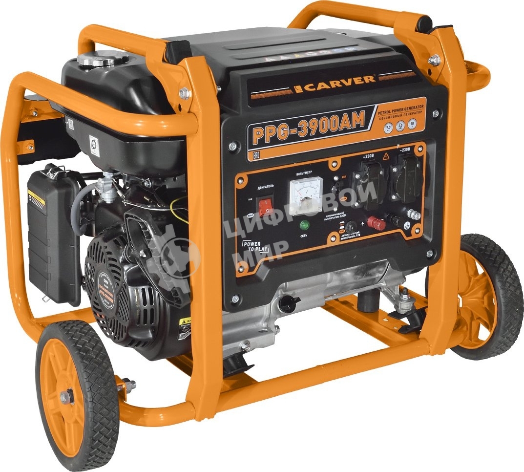 Электрогенератор бензиновый Carver PPG-3900АM, 3 кВт, 95 дБ, 51 кг