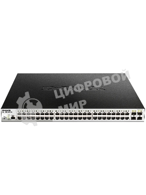 Коммутатор управляемый 2 уровня D-Link DGS-1210-52MP/ME/B2A PROJ с 48 портами 10/100/1000Base-T с поддержкой PoE и 4 портами 1000Base-X SFP