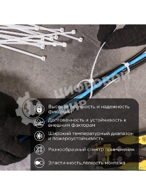 Хомут кабельный Rexant 3.6х250 тройной замок нейл. белый (уп. 100 шт)