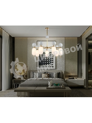 Светильник Ambrella light LH53106/7 BS/GR/FR латунь/серый/белый матовый G9*7 max 28W D800*800