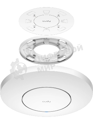 Точка доступа AX3000 Dual Band Ceiling Mount Wi-Fi 6 Access Point, Chipset MT7981, 802.11ax/ac/a/b/g/n, 2402Mbps at 5GHz + 574Mbps at 2.4GHz, 1 x 2.5G RJ45 Port, MU-MIMO, Support 12V DC or 802.3at PoE or Passive PoE, Internal Antennas, 48V passive PoE adapter included, Cudy Mesh Support