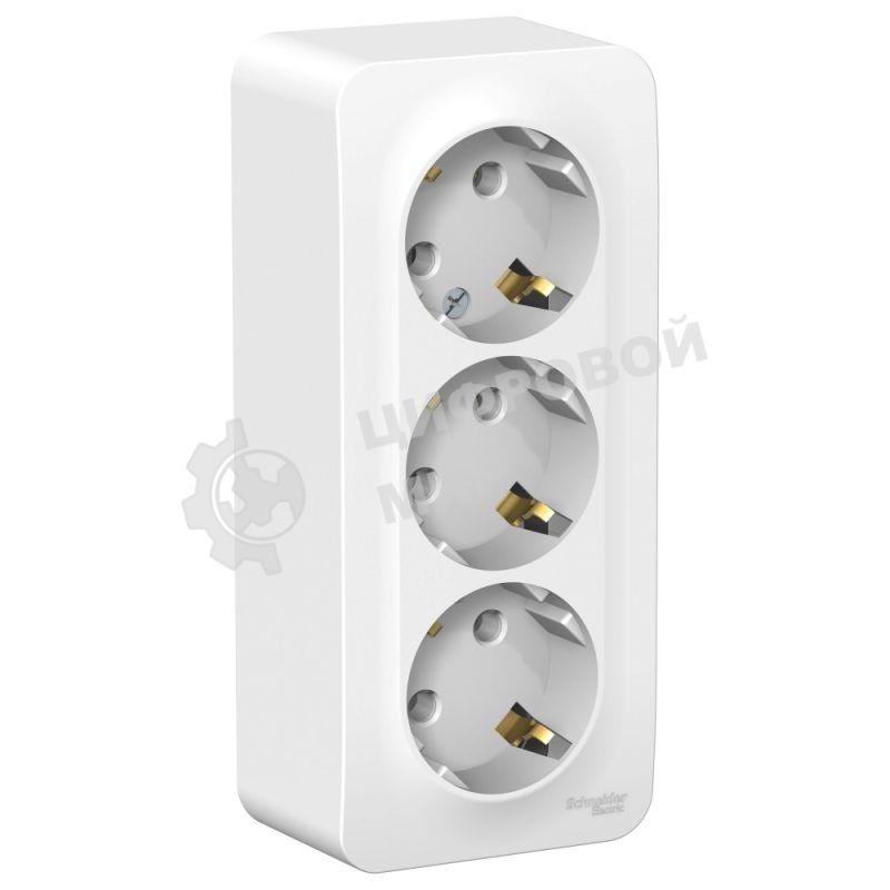 Розетка 3-м ОП Blanca 16А 250В без шторок с заземл. изол. пласт. бел. SchE BLNRA010311