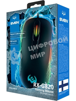 Мышь проводная SVEN RX-G820 черный, 4800 dpi, USB, кнопки - 6