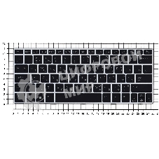 Клавиатура для ноутбука HP EliteBook Revolve 810 G1 черная с серой рамкой и подсветкой