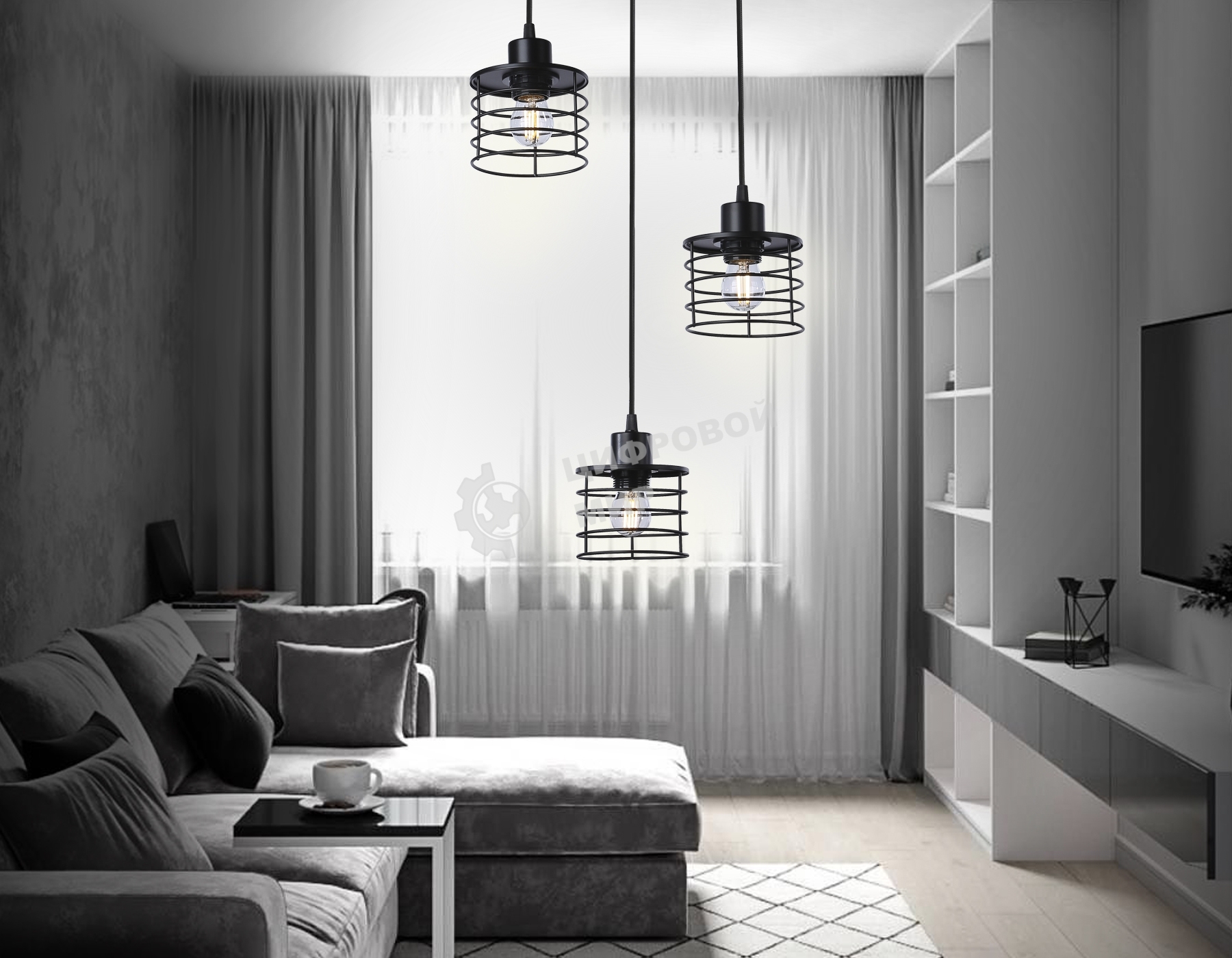 Светильник Ambrella light TR8081/3 BK черный E27*3 max 40W D372*1170