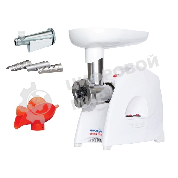 Мясорубка электрическая Аксион М41.04 белый, 1700 Вт, 2.0 кг/мин, реверс, защита от перегрузки, насадки - 4