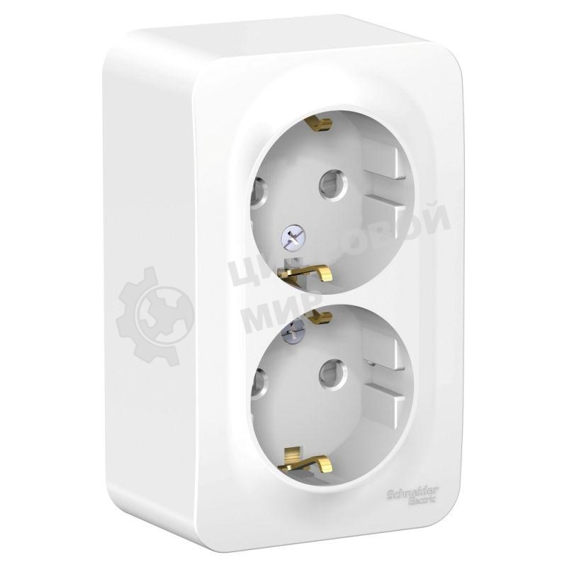 Розетка 2-м ОП Blanca 16А IP20 250В с заземл. защ. шторки с изолир. пластиной белый SE BLNRA011211