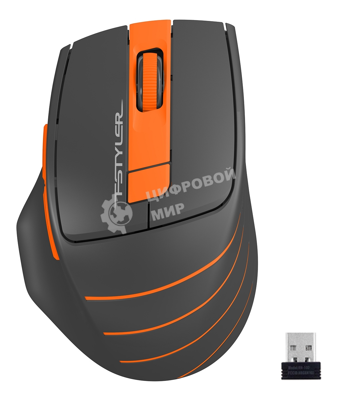 Мышь беспроводная A4Tech Fstyler FG30S серый/оранжевый, 2000 dpi, радиоканал, USB, кнопки - 6