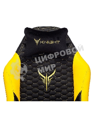 Кресло Knight Neon черный/желтый, экокожа, 120 кг, механизм качания