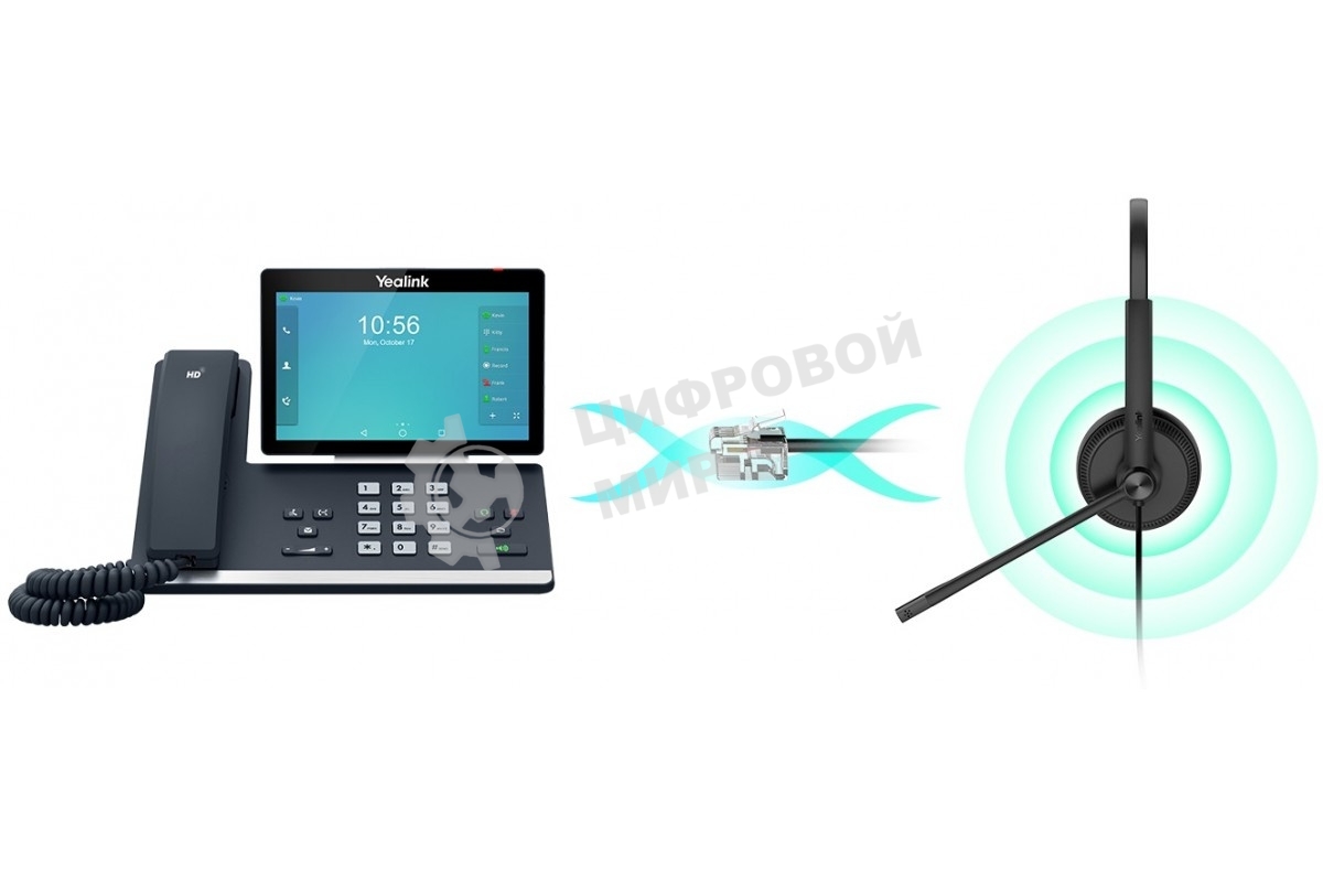 Гарнитура проводная YEALINK YHS34 Dual Дуо, Проводная, HD звук, QD, RJ9, шт