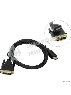 Кабель ExeGate EX284906RUS HDMI-DVI ExeGate EX-CC-HDMIM-DVIM-2.0 (19M/25M, dual link, 2м, 2 фильтра, позолоченные контакты)