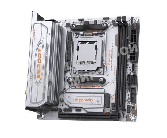 Материнская плата Maxsun eSport B850ITX WIFI ICE, AM5, AMD B850, 2xDDR5, 2xSATA, 2xM.2, 1xPCIe 5.0 x16, 1xHDMI, 1xDP, 1x2.5Gb LAN, Wi-Fi 6, Bluetooth 5.2, 2xUSB-A 5Gbps, 4xUSB-A 2.0, 3x3.5 мм, 7.1, Mini-ITX