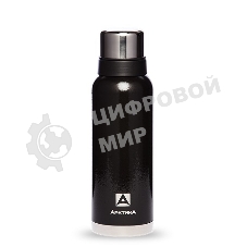 Термос Арктика 106-1200 черный, узкое горло 1,2 л, американский дизайн, антивандальное покрытие, две чашки, холод/тепло 32 ч