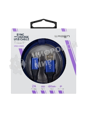 Кабель Crown USB - USB Type-C CMCU-3103C blue