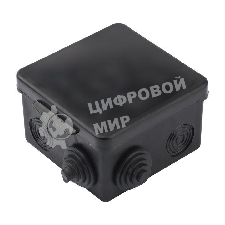 Коробка распаячная КМР-030-031 с крышкой 80х80х50 7 мембранных вводов IP54 черн. EKF plc-kmr-030-031-b