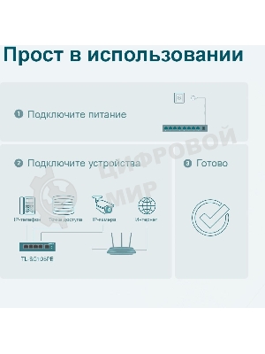 Коммутатор TP-Link 5-Port Gigabit Easy Smart Switch with 4-Port PoE+