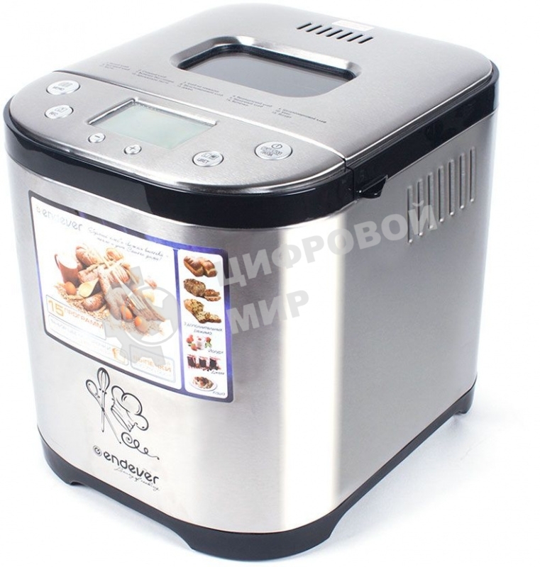 Хлебопечка Endever Skyline MB-52, 710 Вт, 15 программ, таймер 15ч, сохранение уст. прогр., авт. термостат, автоподогрев 60 мин