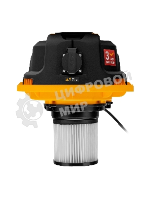 Строительный пылесос Denzel RVC30 серебристый, 1400 Вт, уборка сухая/сбор воды/выдув, пылесборник мешок, 30 л