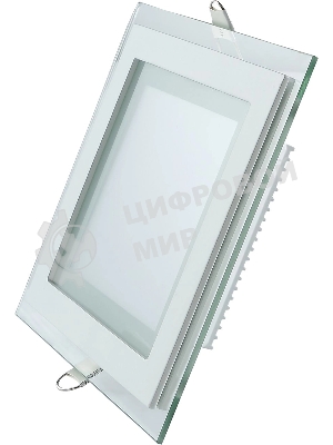 Светильник Glass кв 12W 900lm 3000K 220-240V IP20 монт Ø118х118 160x160x30 с дек стек LED