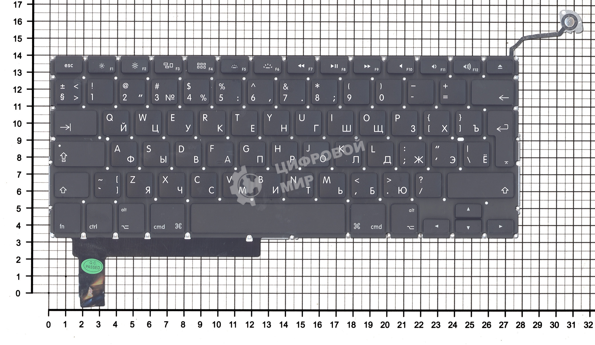 Клавиатура для ноутбука MacBook A1286 с SD большой ENTER RU