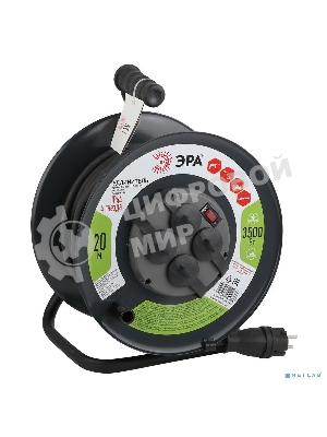 Удлинитель силовой ЭРА RMx-4es-3x2.5-20m-IP44(KG) на метал. катушке с/з 4 гнезда 20 м КГ 3х2.5