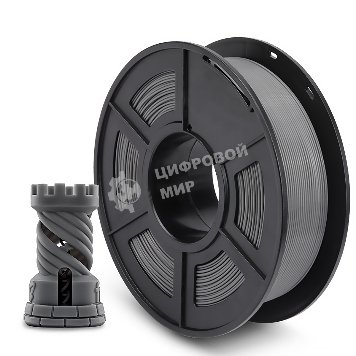 Филамент NVPrint PLA+ Grey для 3D печати диаметр 1.75мм длина 330 метров масса 1 кг