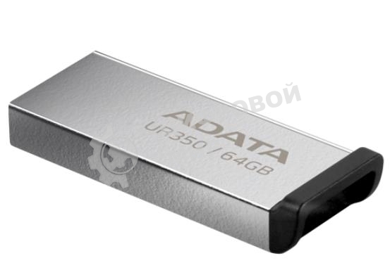 Флешка USB ADATA UR350 (UR350-64G-RSR/BK), 64Gb, USB 3.2, R/W 100/15, серебристый/черный
