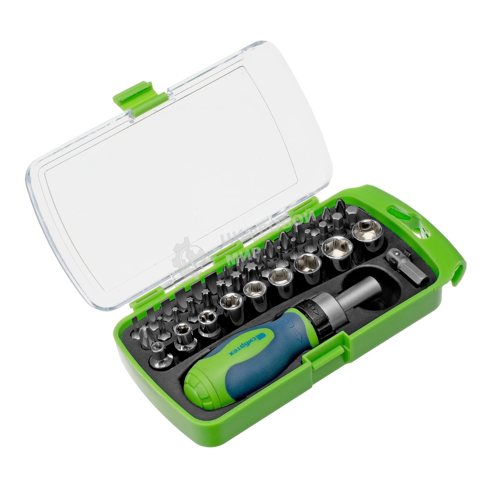 Отвертка Сибртех ревер. + биты, 41 пред., PH+PZ+SL+H+T, CrV, 2к рукоятка