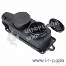 Роз. двухмест. с защит. крышками каучуковая 230В 2P+PE 16A IP44 EKF PROxima