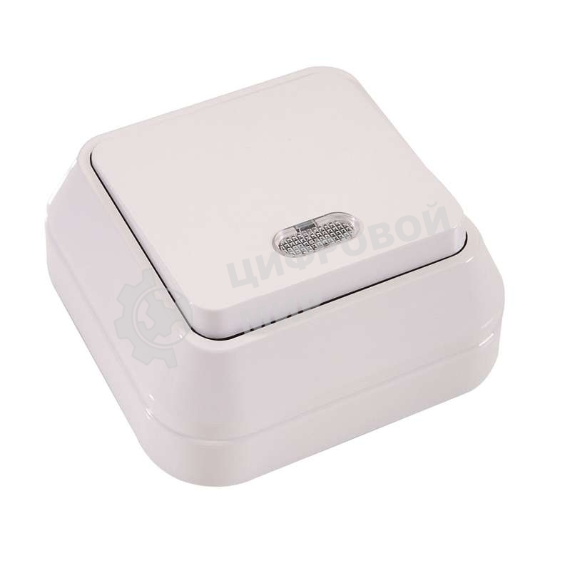 Выключатель 1-кл. Makel ОП 10А IP20 с подсветкой белый