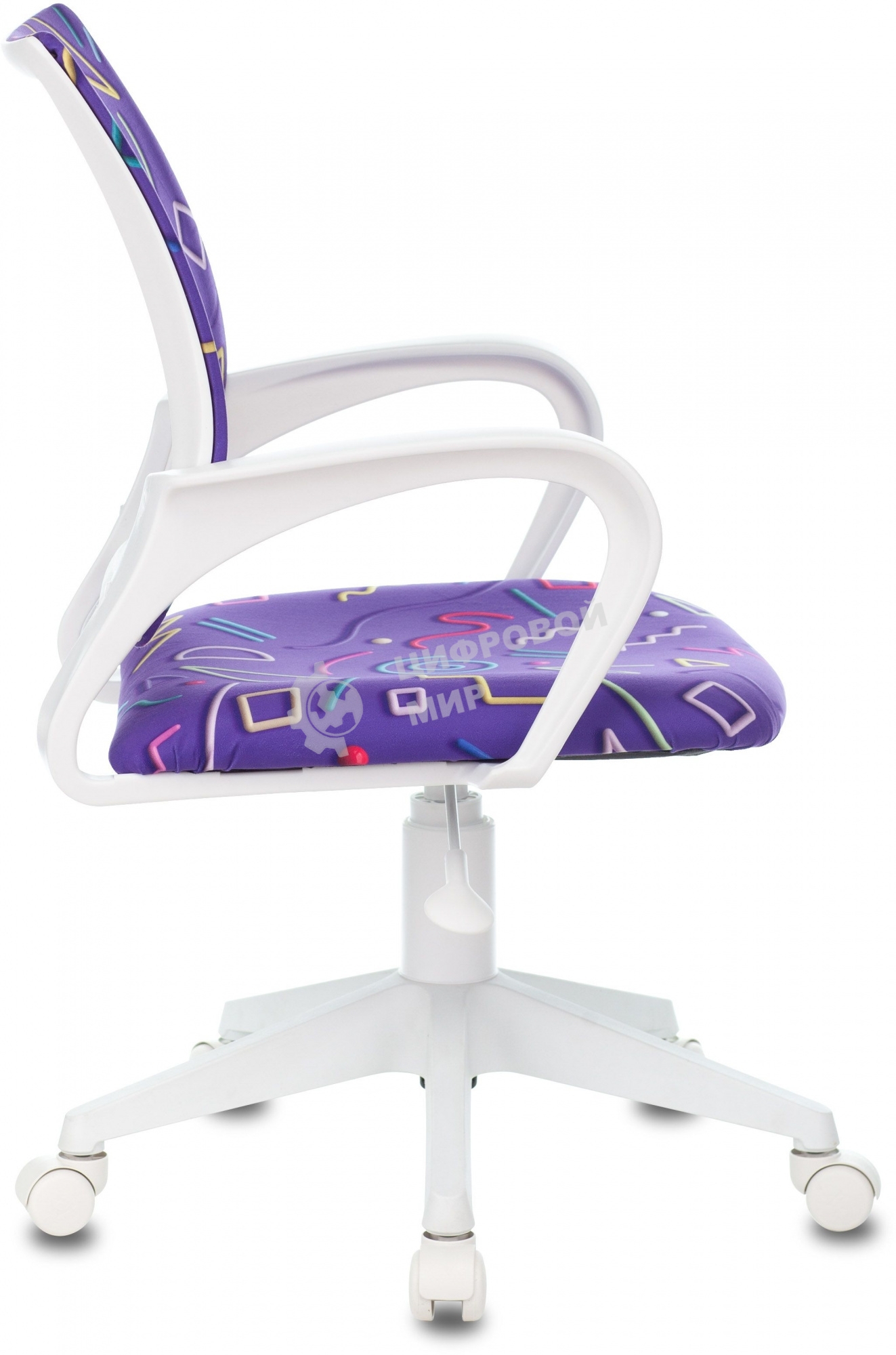 Кресло детское Бюрократ BuroKIDS 1 W Sticks 08 фиолетовый, крестов. пластик, пластик белый