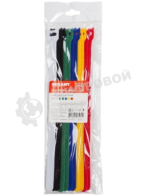 Набор хомутов-стяжек многоразовых на липучке Rexant 310х16 мм, цветная, упаковка 12 шт.