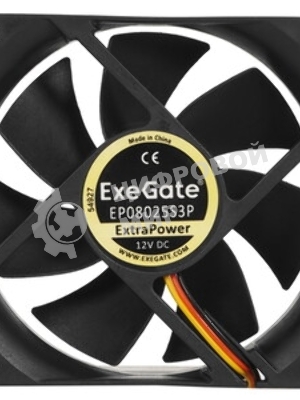 Вентилятор для корпуса ExeGate EX08025S3P-24 черный, 80 мм, 2850 об/мин, 28 дБ, 3 pin