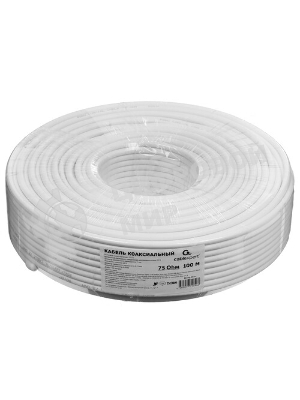 Кабель коаксиальный Cablexpert, RG-6U-CS-2, 75 Ом, 64%, 1 мм, CCS, белый, 100 м