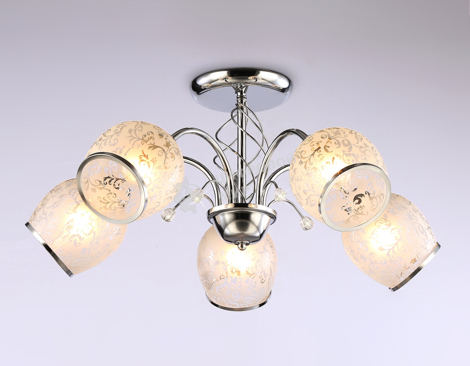 Светильник Ambrella light TR3188/5 CH/CL/FR хром/прозрачный/белый матовый E27/5 max 40W D600*285