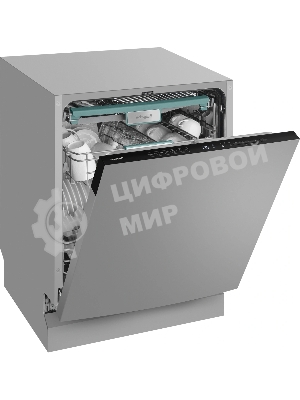 Встраиваемая посудомоечная машина Weissgauff BDW 6135 D Inverter AutoOpen Timer Floor, серебристый, 59.8 см, 14 компл., 49 дБ, класс А+++