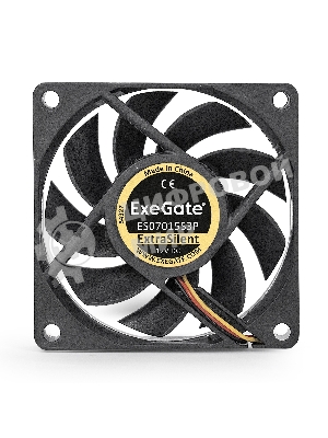 Вентилятор для корпуса ExeGate ExtraSilent ES07015S3P черный, 70 мм, 2000 об/мин, 18 дБ, 3 pin