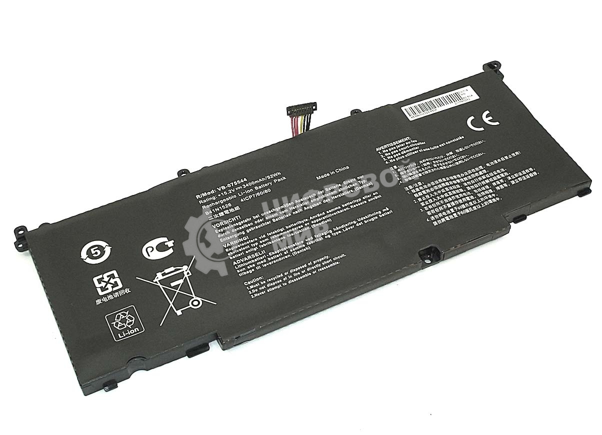 Аккумуляторная батарея для ноутбука Asus S5V (B41N1526-4S1P) 15.2V 3400mAh OEM черная