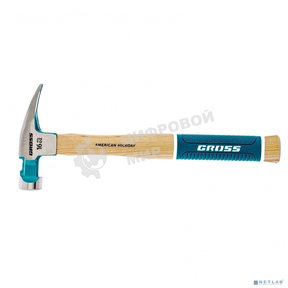 Молоток-гвоздодер Gross 10418 American hickory 450г, угол 75, магнит, обрезиненная рукоятка