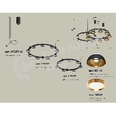 Светильник Ambrella light XR92091110/16 SBK/PYG/CL черный песок/золото желтое полированное/прозрачный GX53