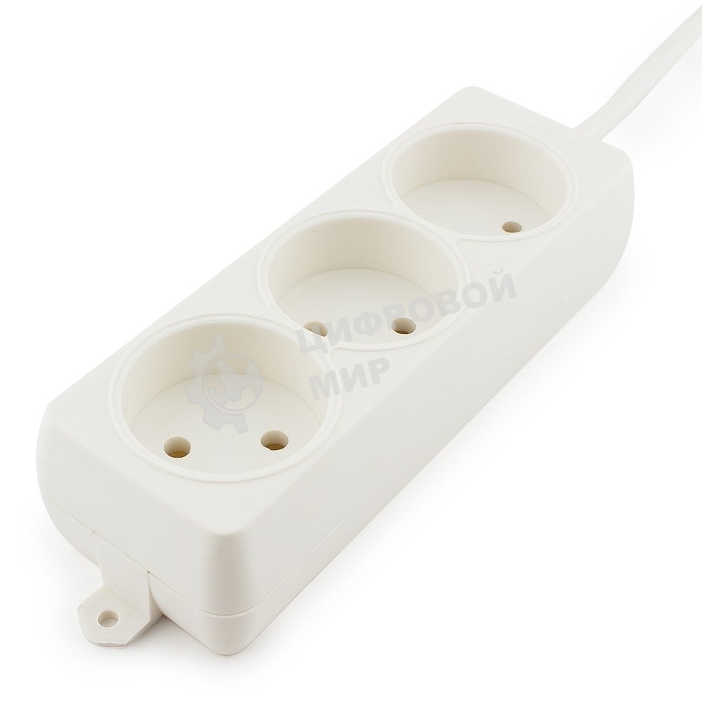 Удлинитель Гарнизон EL-NL3-W-2, 3 розетки допустимый ток 10А, длина 2 м.