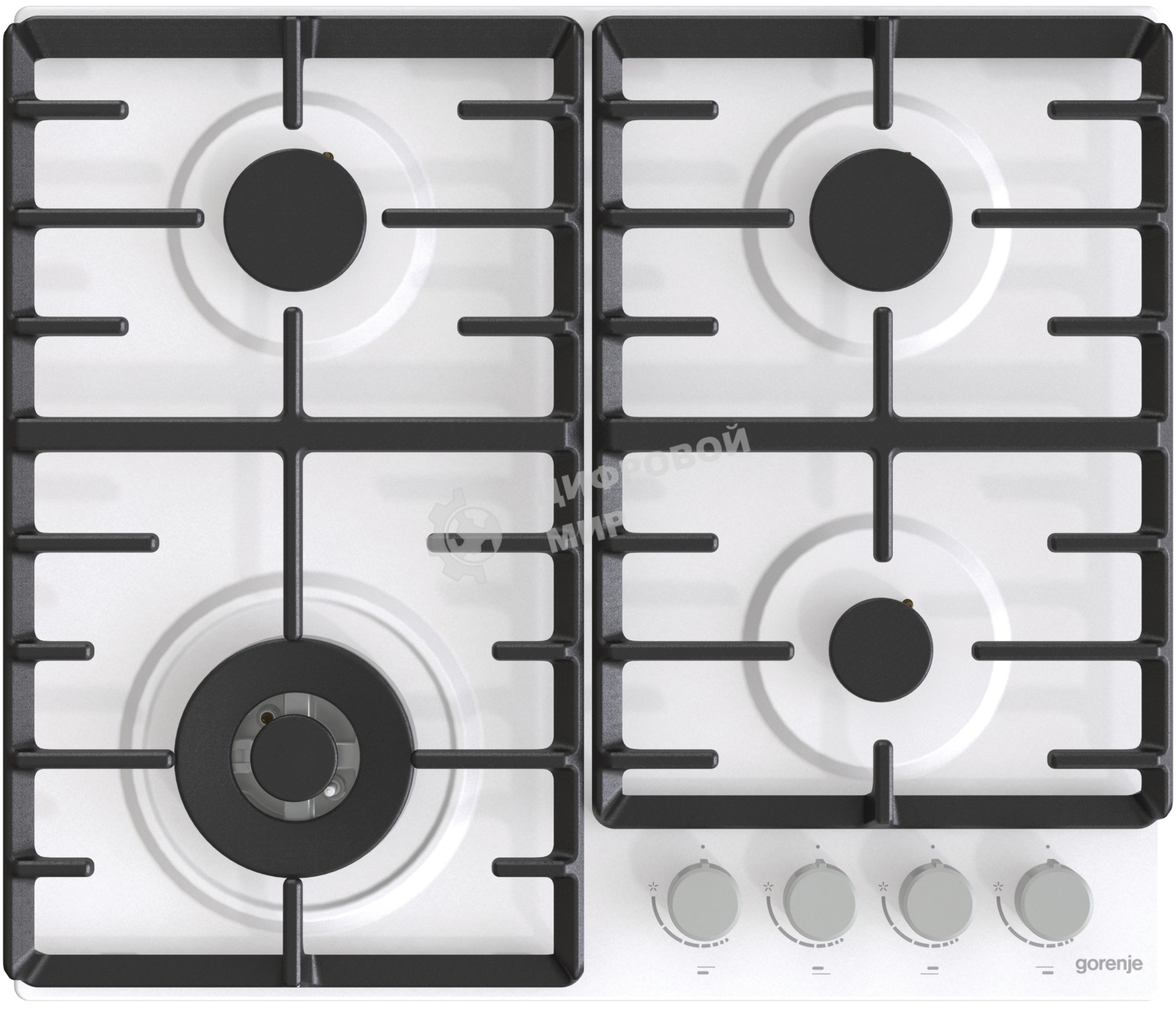 Газовая варочная панель Gorenje GT642AXW, 4 конфорки, закаленное стекло, белый