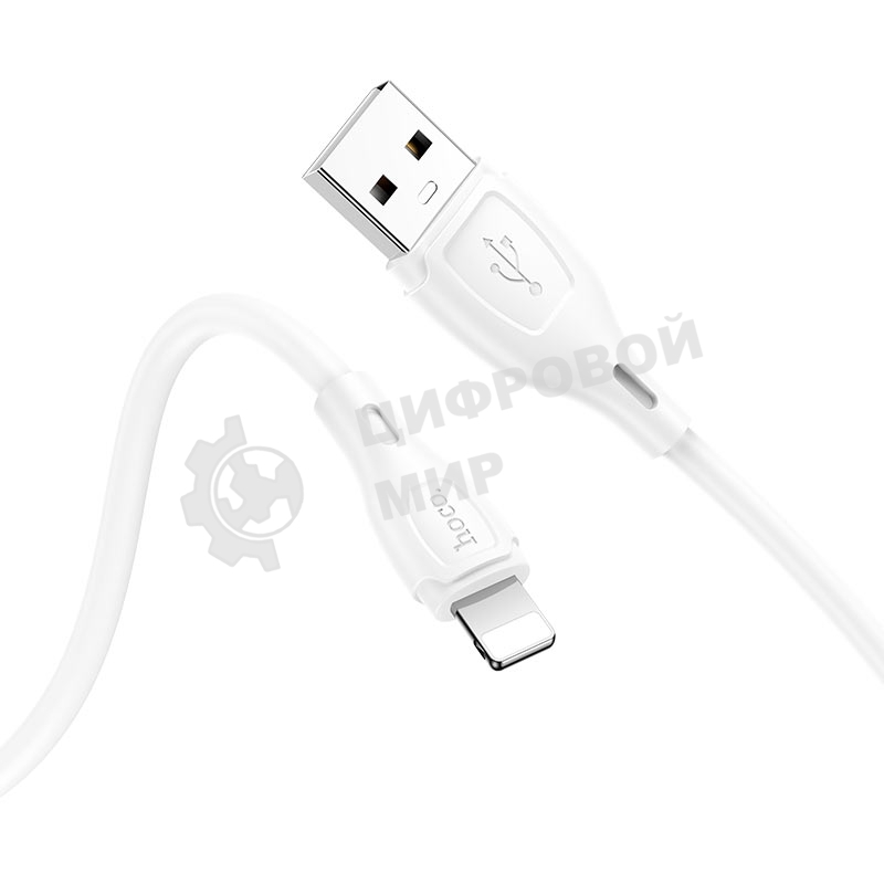 Кабель USB HOCO X61 Ultimate silicone, USB - Lightning, 2.4А, 1м, белый