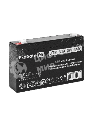 Аккумуляторная батарея ExeGate DTM 609 (6V 9Ah, клеммы F2)