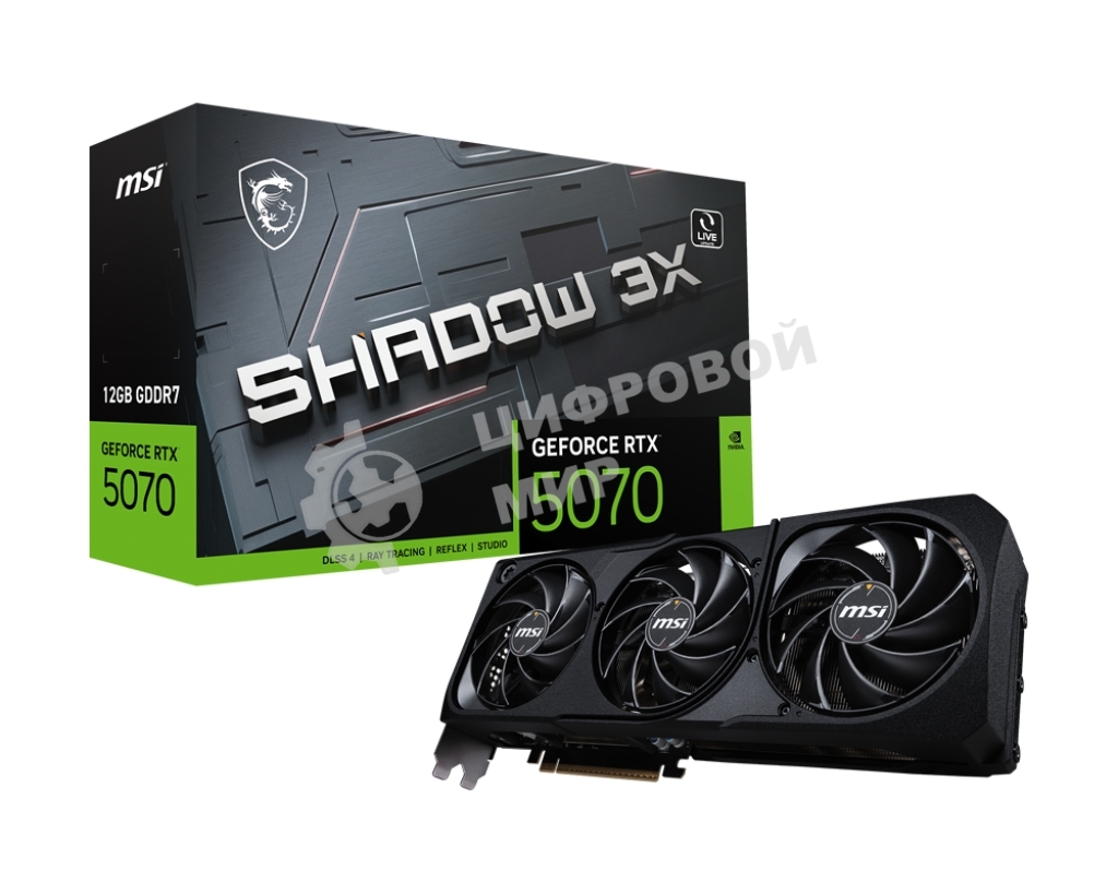 Видеокарта MSI PCI-E RTX 5070 12G SHADOW 3X OC NVIDIA GeForce RTX 5070 12Gb 192bit GDDR7 2542/28000 HDMIx1 DPx3 HDCP Ret